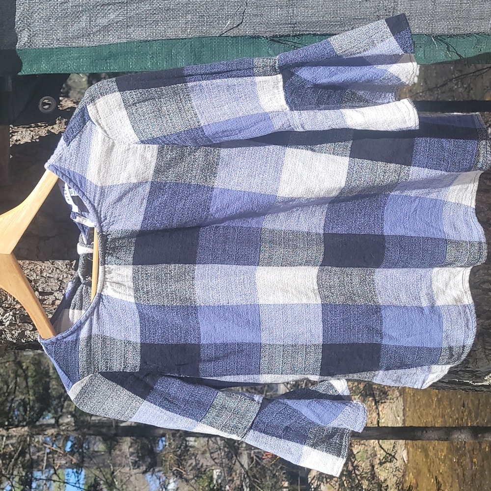 Ro & De Plaid Bow Back Blouse XS